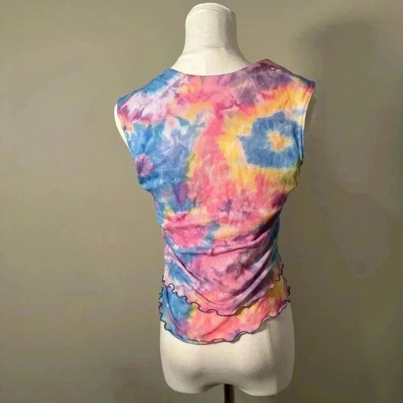 Vintage  tie dye ruffled tank top L y2k - Picture 5 of 5